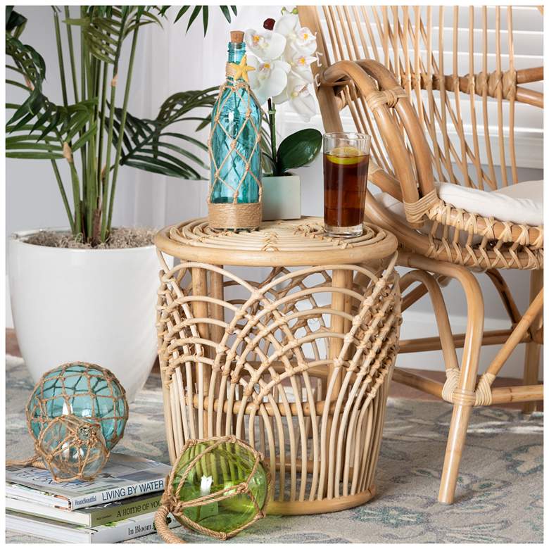 Image 1 Baxton Studio Edena Modern Bohemian Natural Brown Finished Rattan End Table