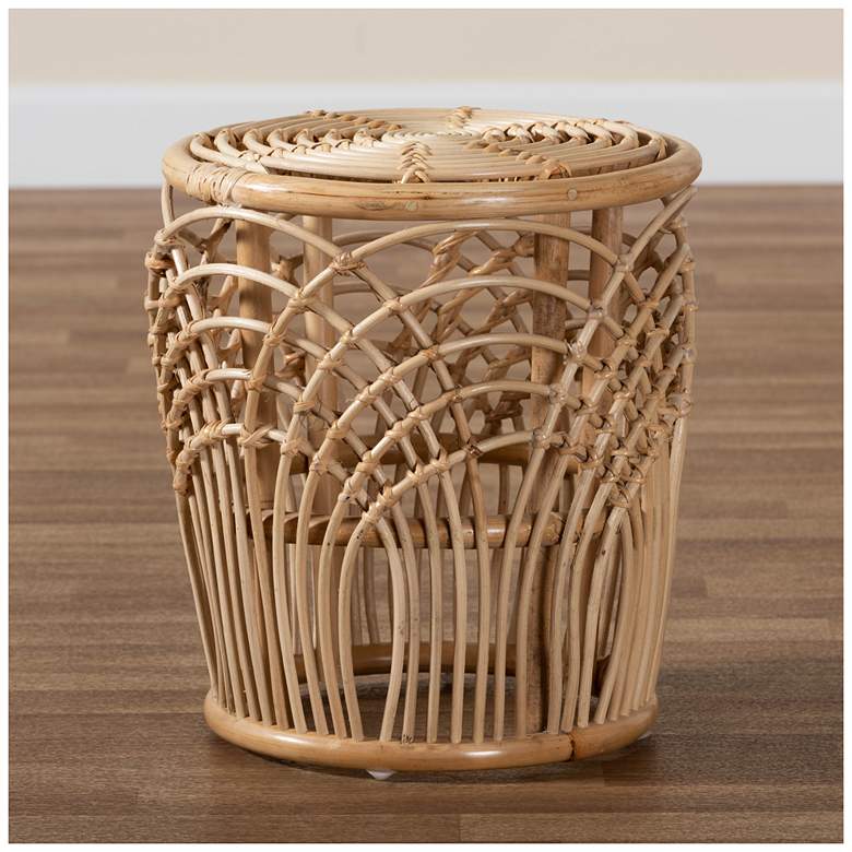 Image 5 Baxton Studio Edena Modern Bohemian Natural Brown Finished Rattan End Table more views
