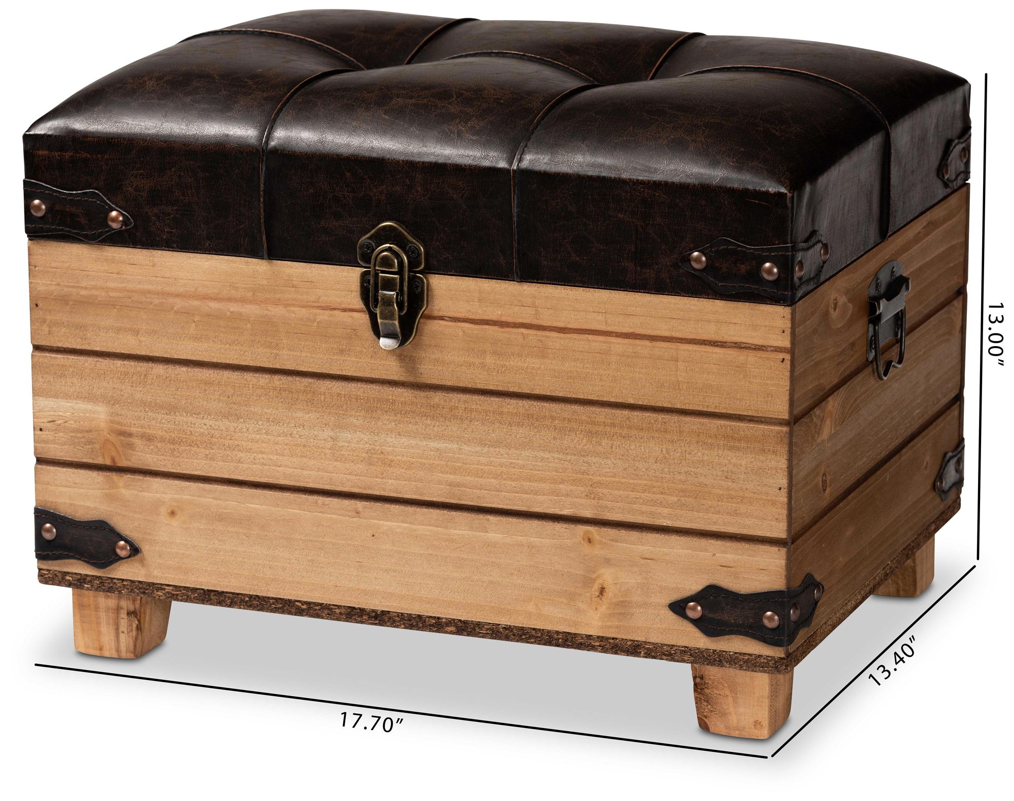 Baxton Studio Edmund Dark Brown Faux Leather Storage Ottoman