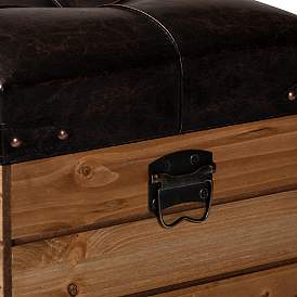 Image5 of Baxton Studio Edmund Dark Brown Faux Leather Storage Ottoman more views