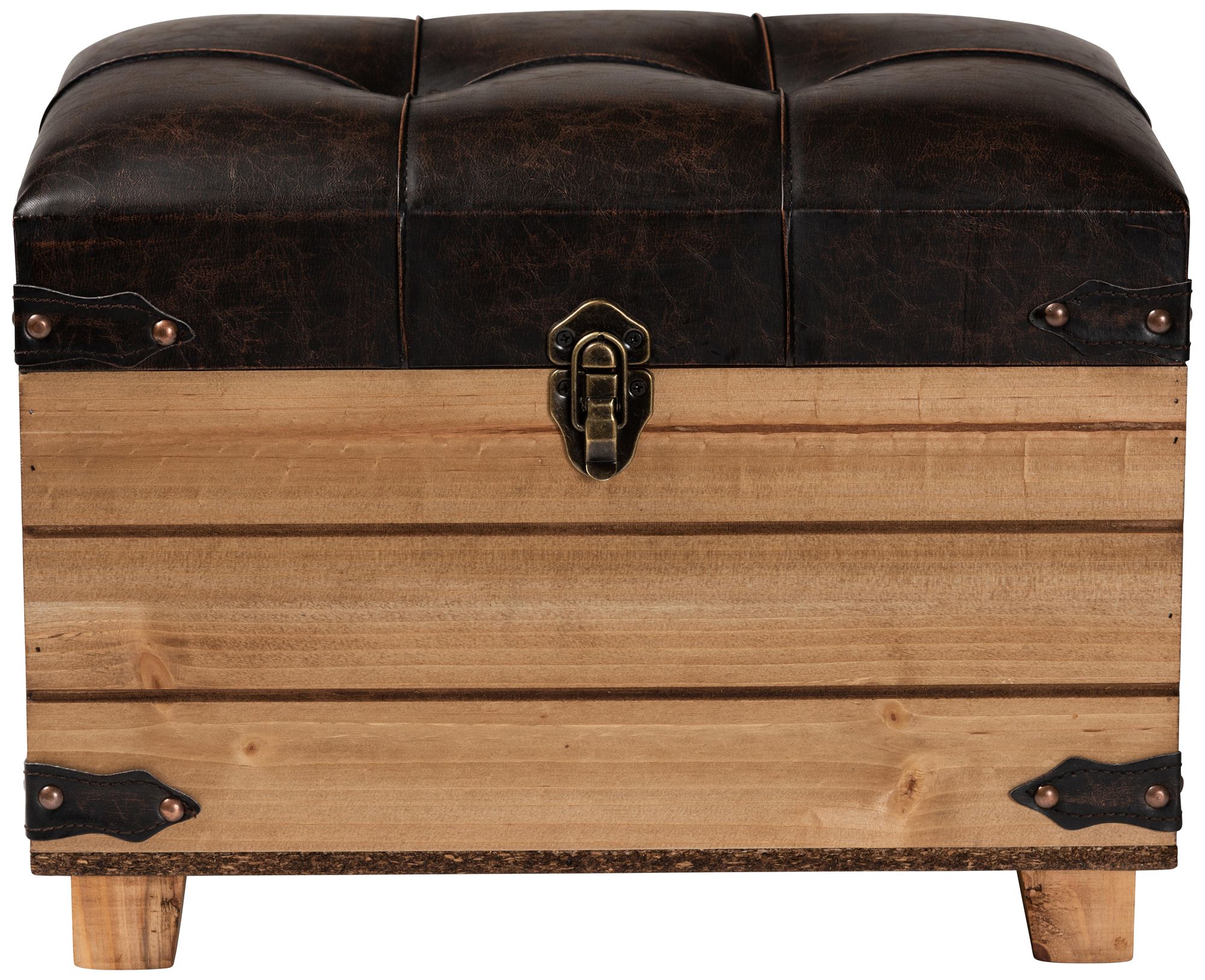 Baxton Studio Edmund Dark Brown Faux Leather Storage Ottoman