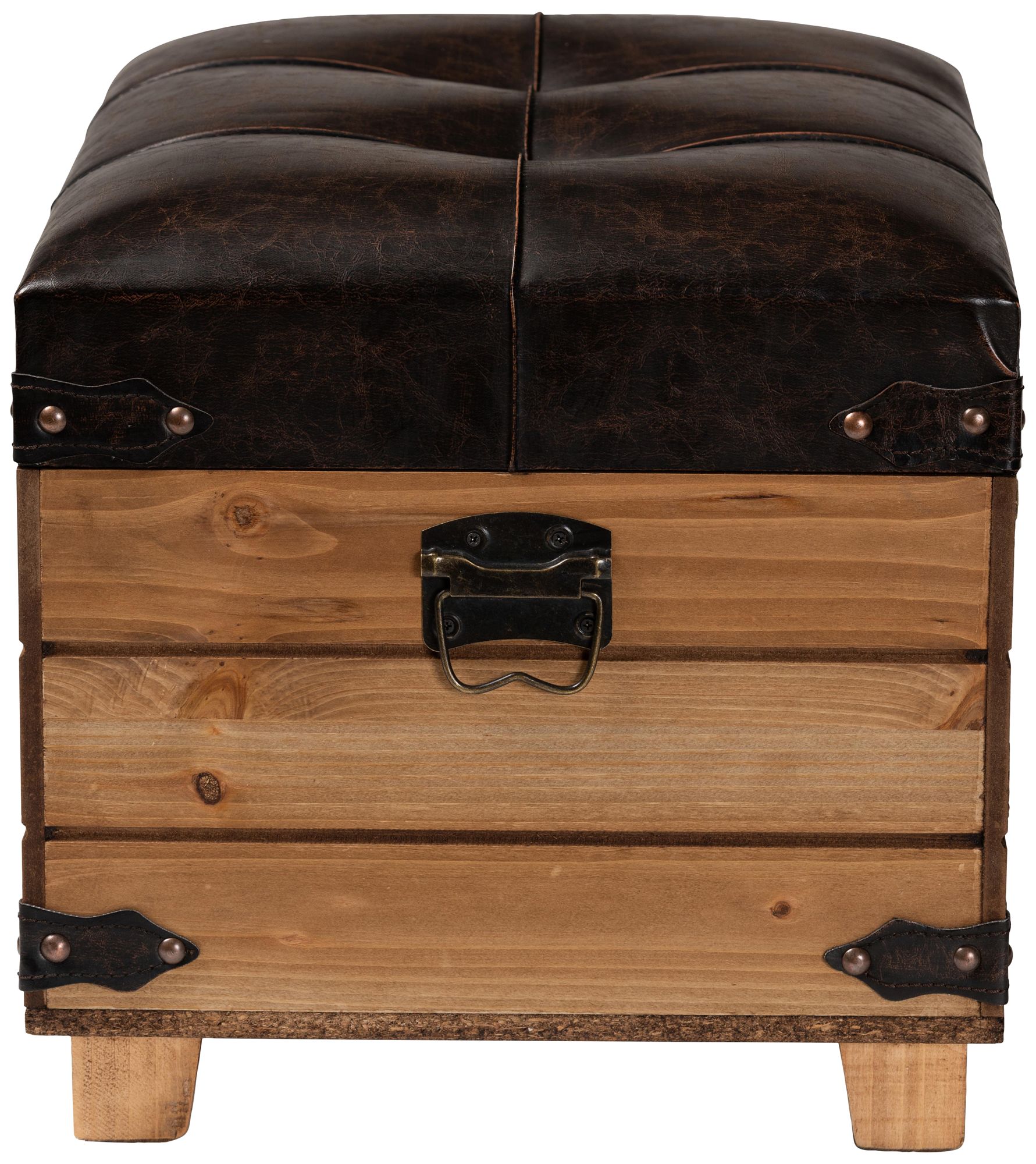 Baxton Studio Edmund Dark Brown Faux Leather Storage Ottoman