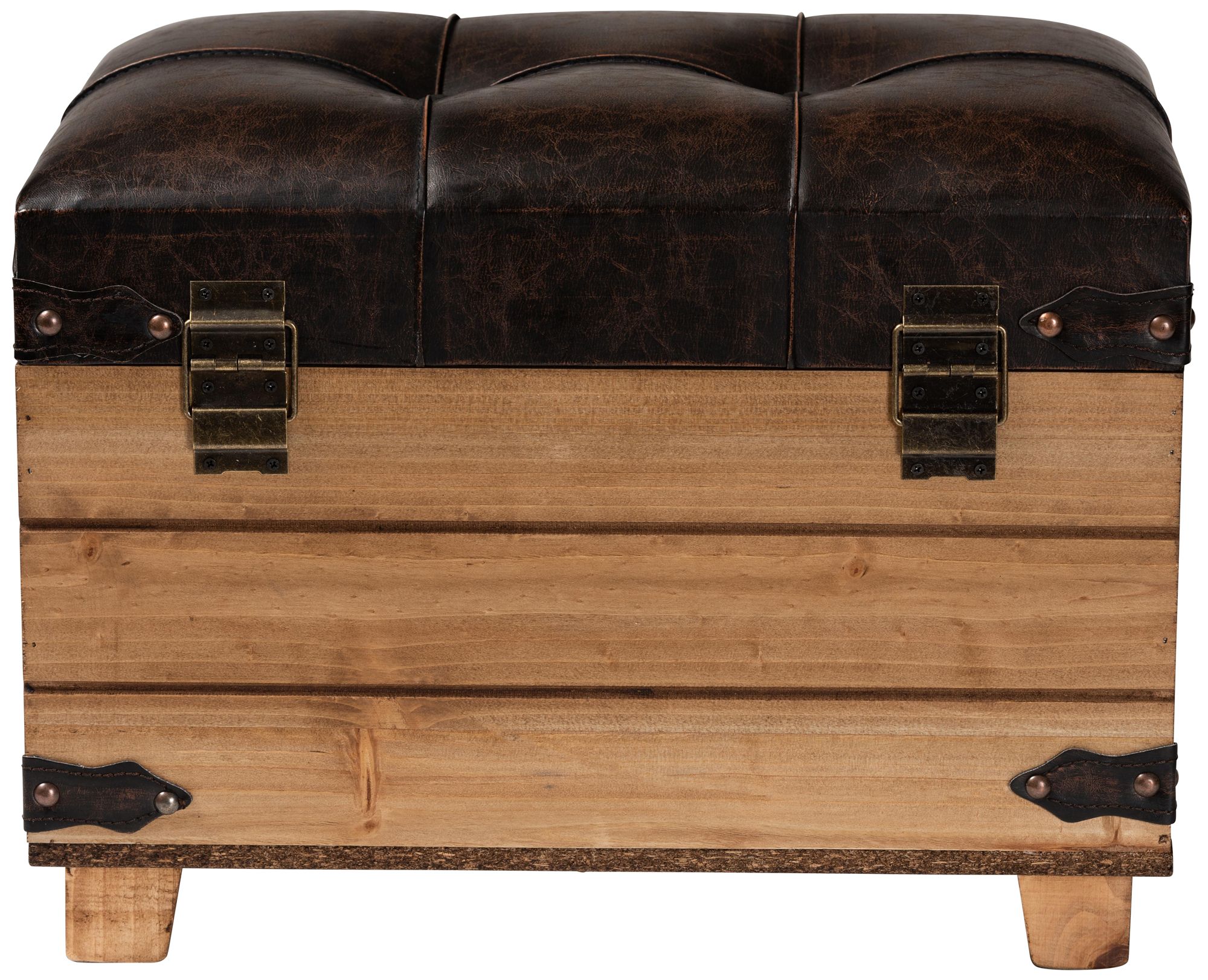 Baxton Studio Edmund Dark Brown Faux Leather Storage Ottoman