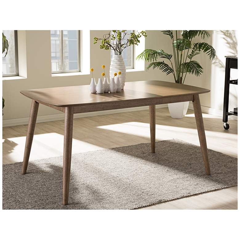 Image 1 Baxton Studio Edna 58 1/2 inch Wide Oak Light Brown Dining Table