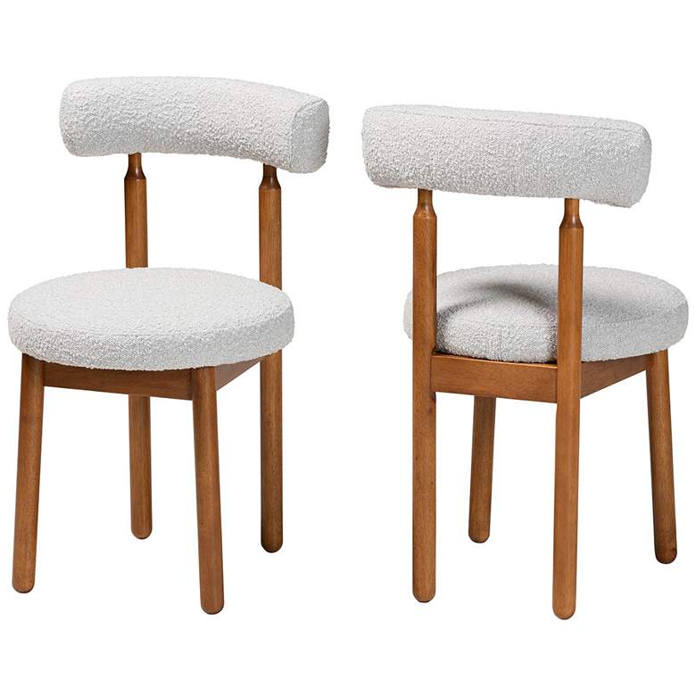 Image 1 Baxton Studio Edric Light Grey Boucle Fabric Wood 2-Piece Dining Chair Set