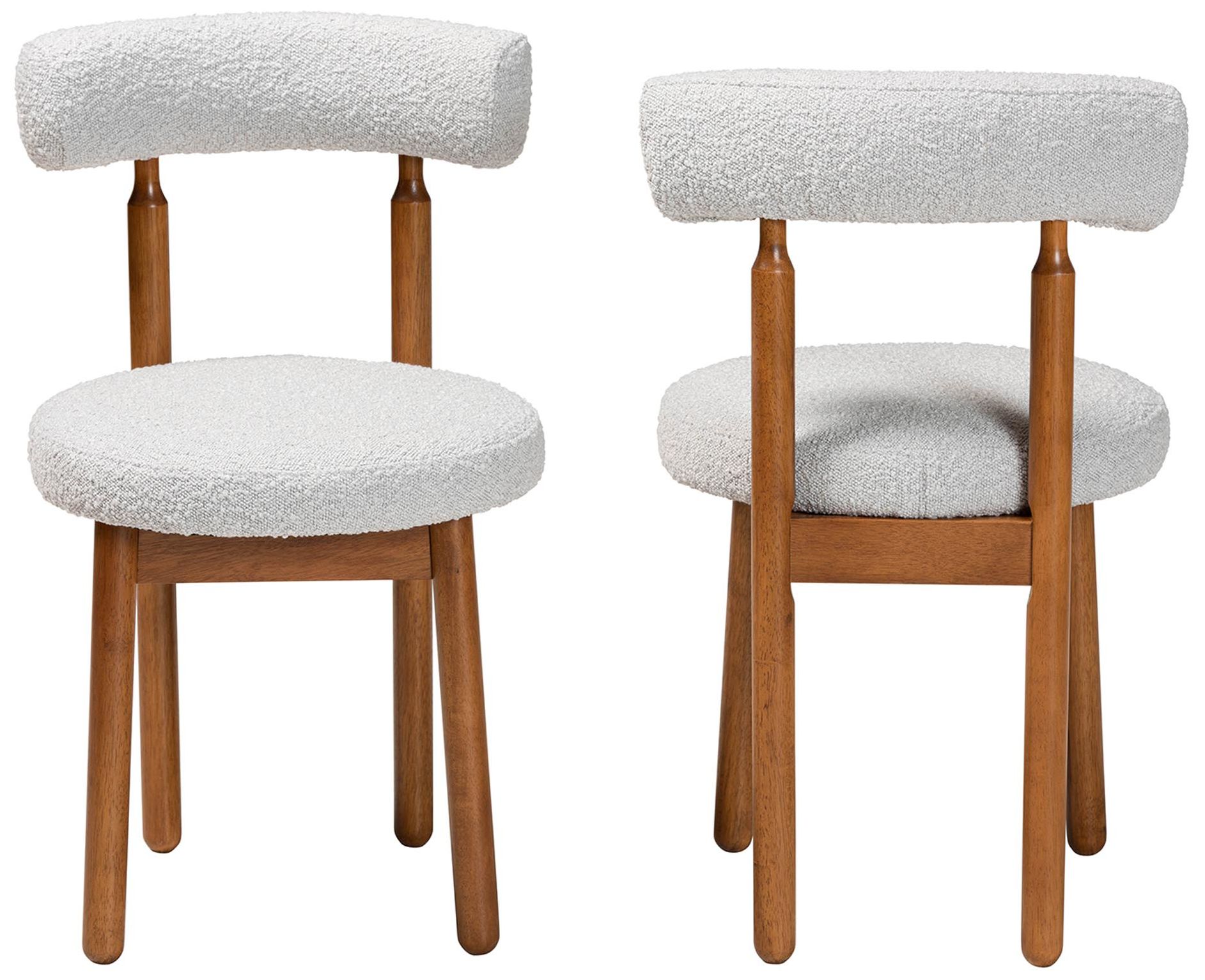 Image 3 Baxton Studio Edric Light Grey Boucle Fabric Wood 2-Piece Dining Chair Set more views