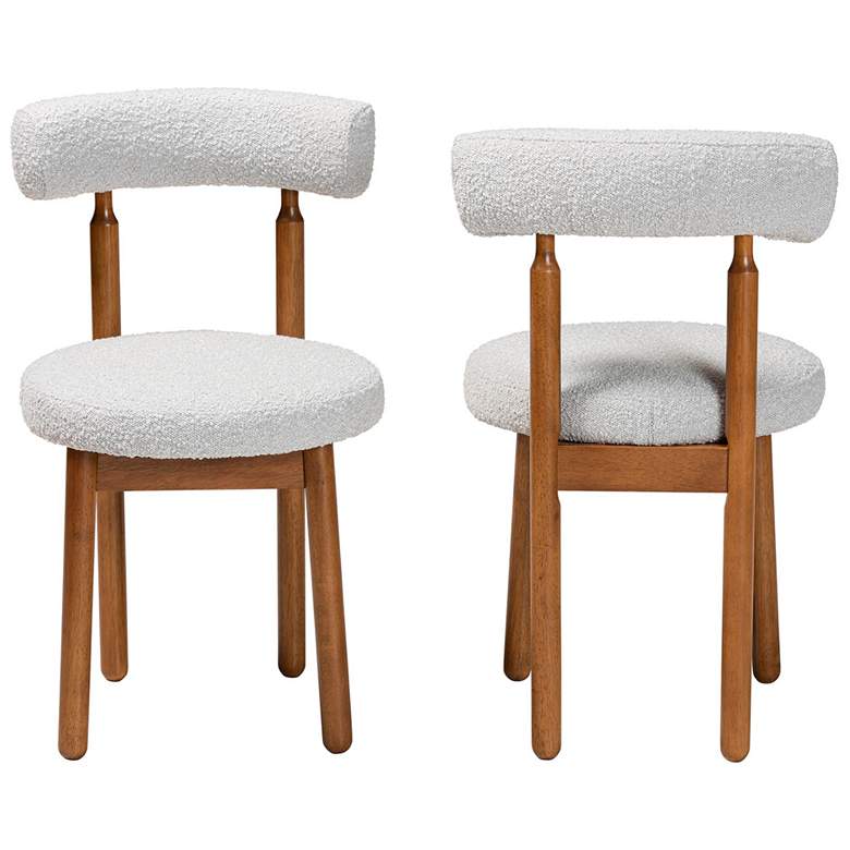 Image 3 Baxton Studio Edric Light Grey Boucle Fabric Wood 2-Piece Dining Chair Set more views