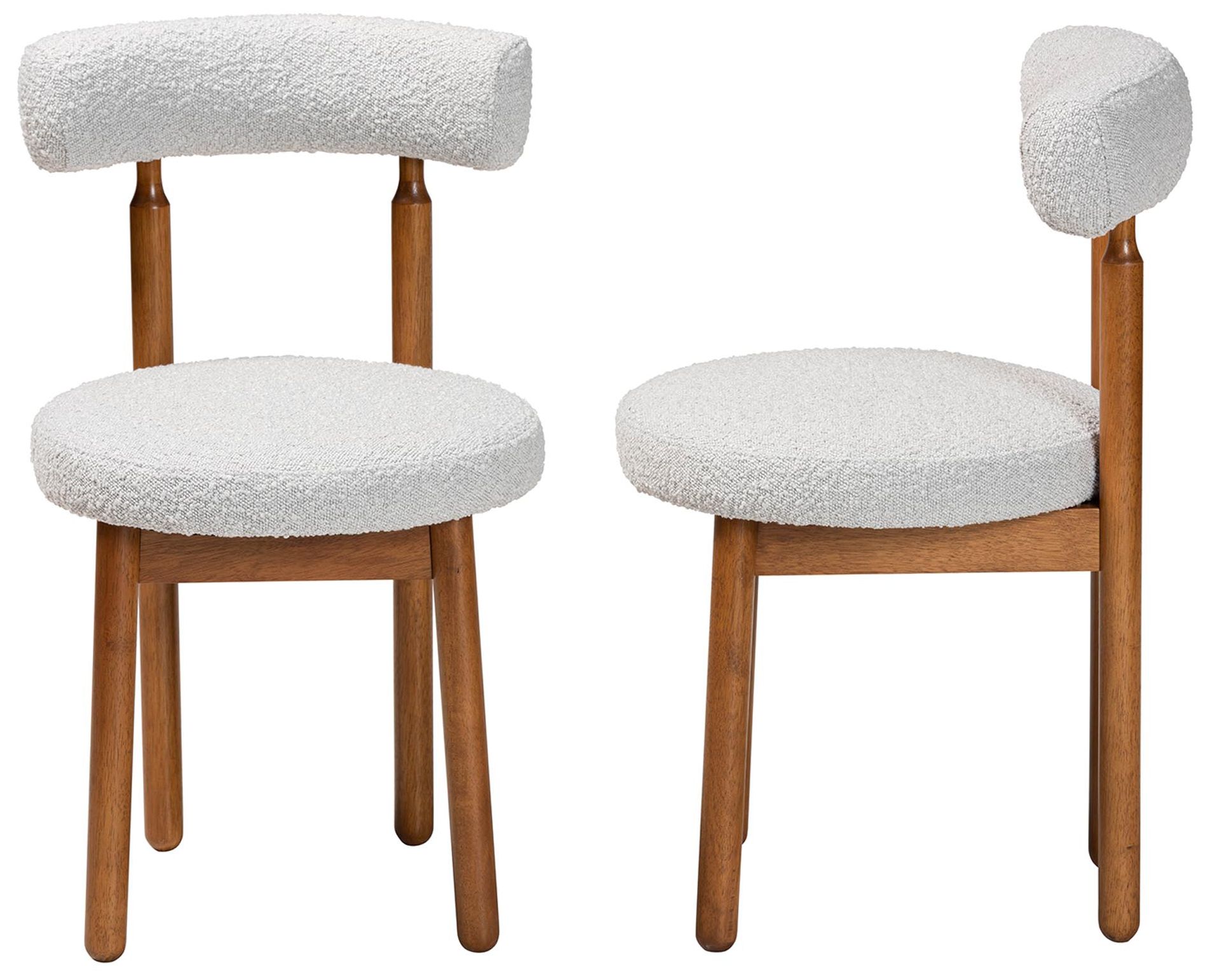 Image 4 Baxton Studio Edric Light Grey Boucle Fabric Wood 2-Piece Dining Chair Set more views
