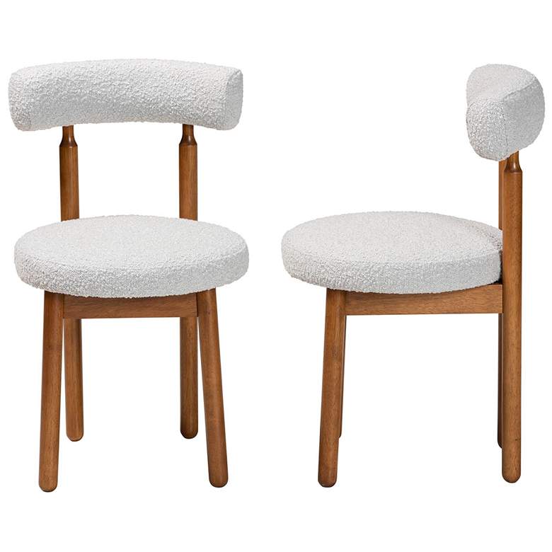Image 4 Baxton Studio Edric Light Grey Boucle Fabric Wood 2-Piece Dining Chair Set more views