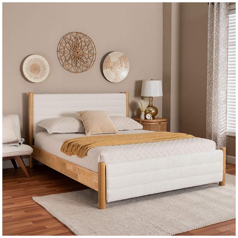 Image 3 Baxton Studio Eilert Modern Cream Boucle and Oak Brown Wood Queen Bed more views