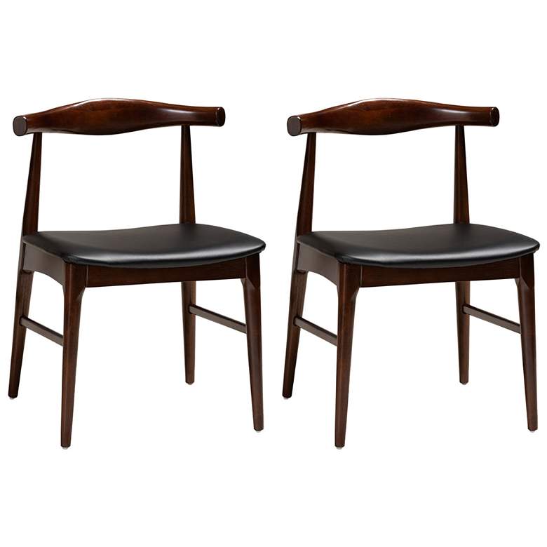 Image 1 Baxton Studio Eira Black Faux Leather Upholstered Wood Dining Chair Set