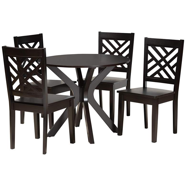 Image 2 Baxton Studio Ela Dark Brown Wood 5-Piece Dining Set