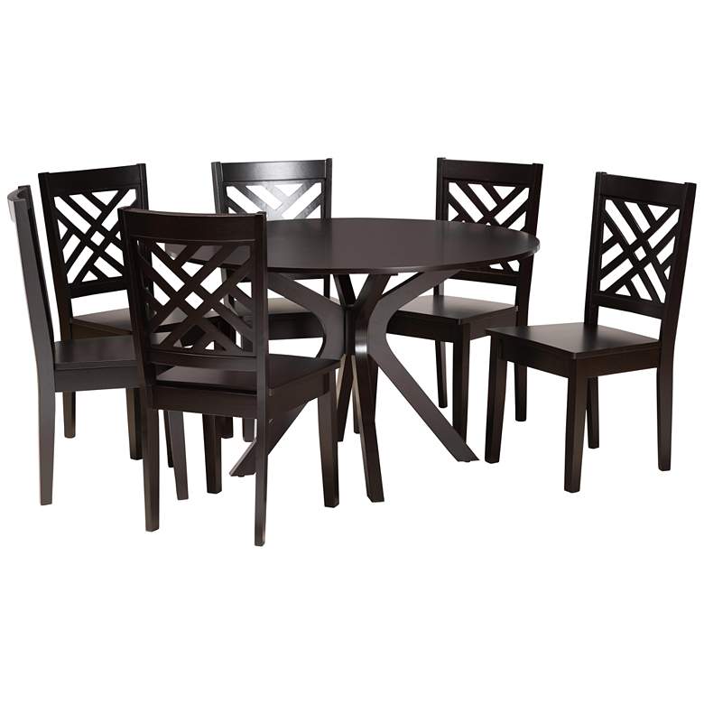 Image 1 Baxton Studio Ela Dark Brown Wood 7-Piece Dining Set