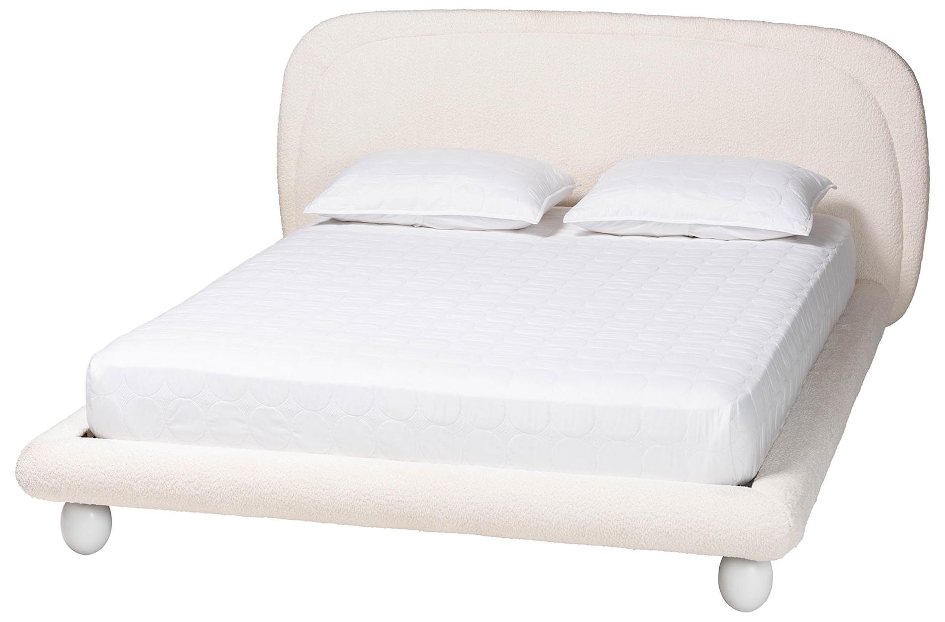 Image 2 Baxton Studio Eladio Modern Luxe Ivory Boucle Fabric Queen Size Bed
