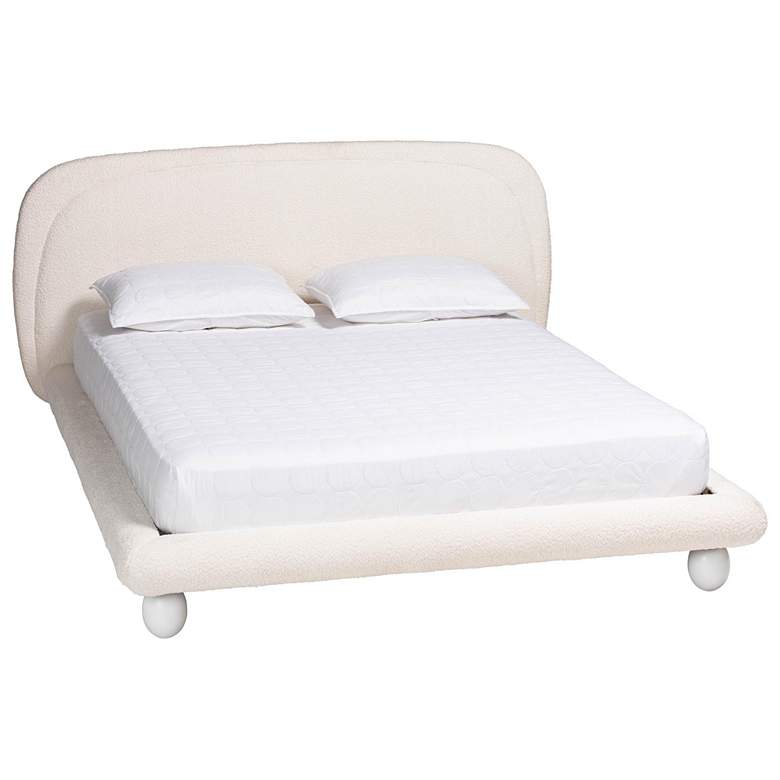 Image 2 Baxton Studio Eladio Modern Luxe Ivory Boucle Fabric Queen Size Bed