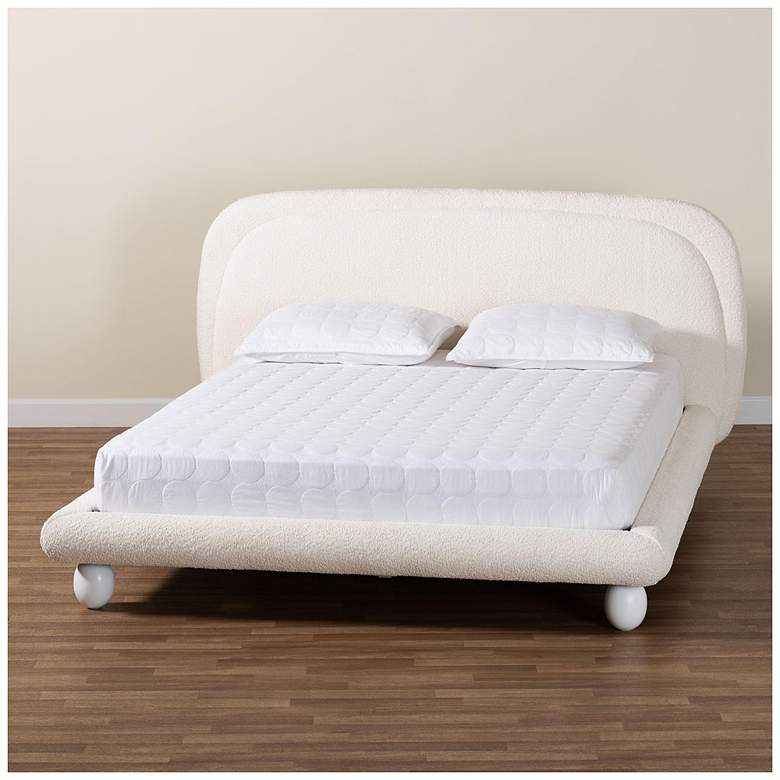 Image 1 Baxton Studio Eladio Modern Luxe Ivory Boucle Fabric Queen Size Bed