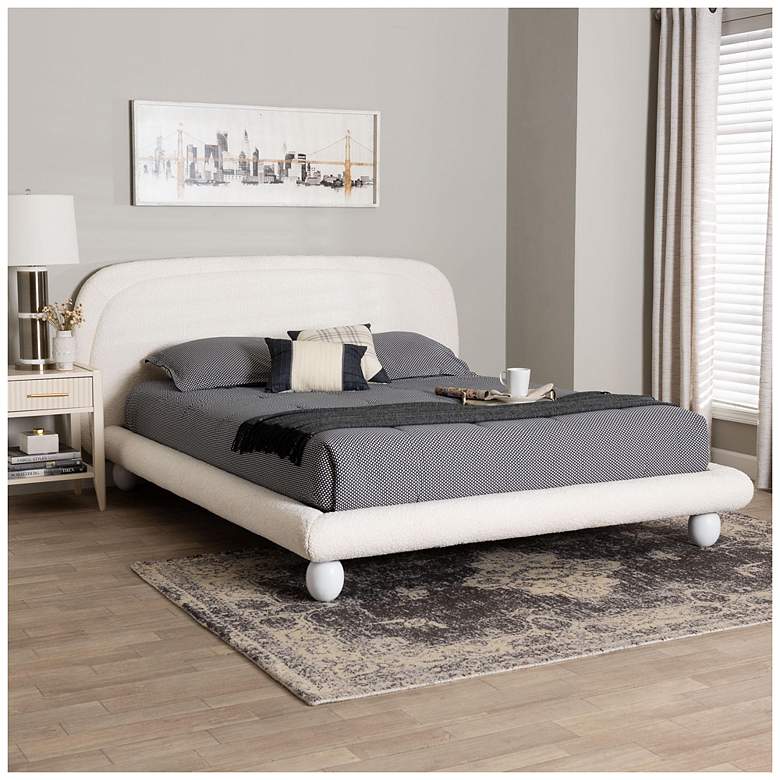 Image 3 Baxton Studio Eladio Modern Luxe Ivory Boucle Fabric Queen Size Bed more views