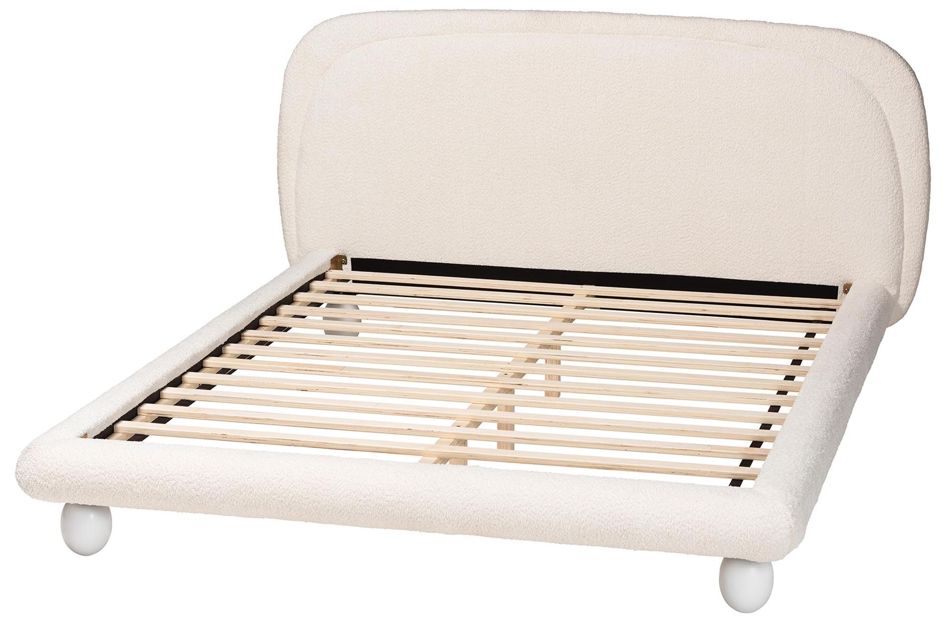 Image 4 Baxton Studio Eladio Modern Luxe Ivory Boucle Fabric Queen Size Bed more views