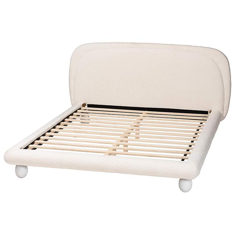 Image 5 Baxton Studio Eladio Modern Luxe Ivory Boucle Fabric Queen Size Bed more views