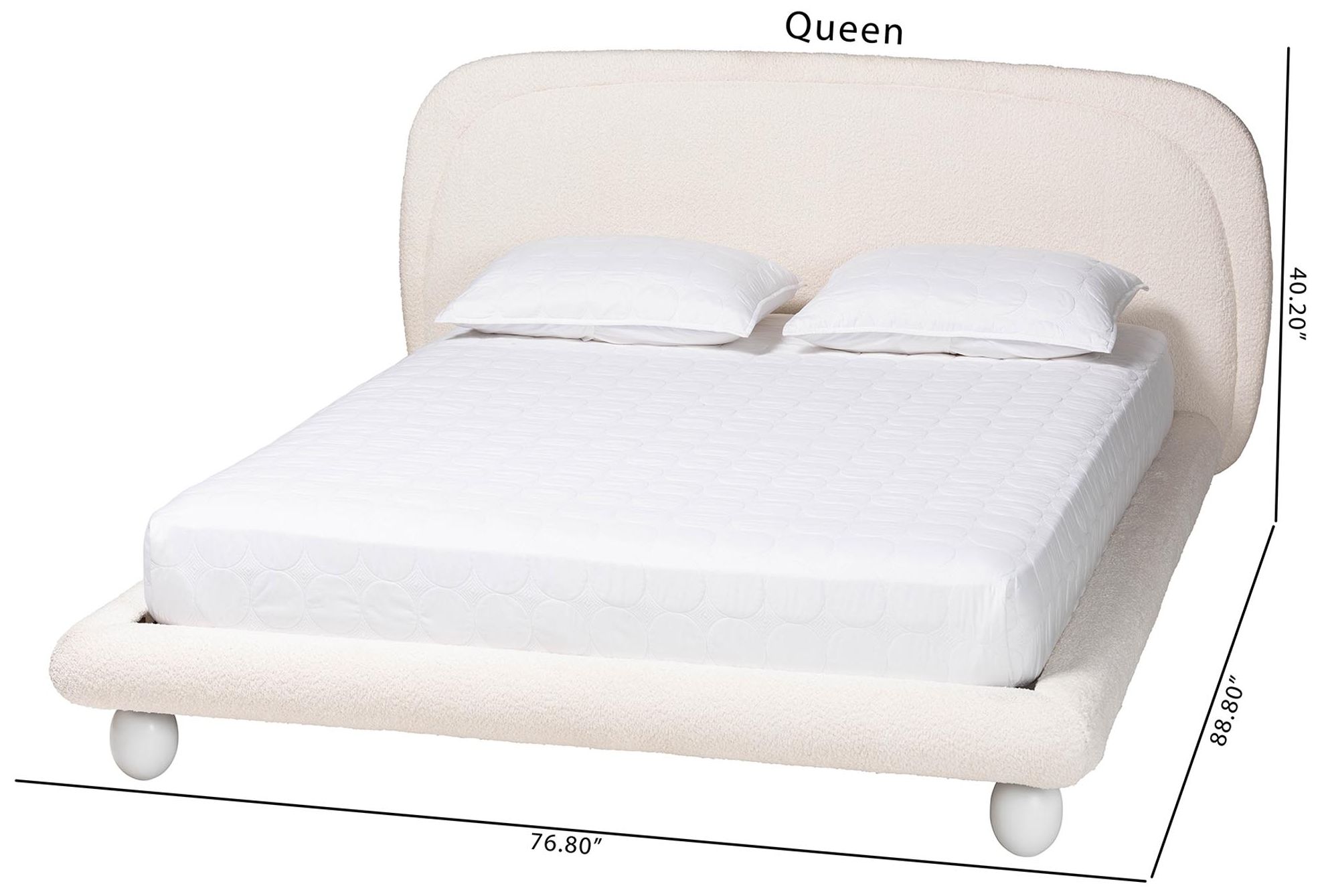 Baxton Studio Eladio Modern Luxe Ivory Boucle Fabric Queen Size Bed