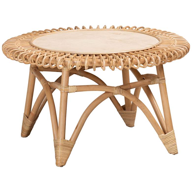 Image 2 Baxton Studio Elani 31"W Natural Brown Rattan Coffee Table