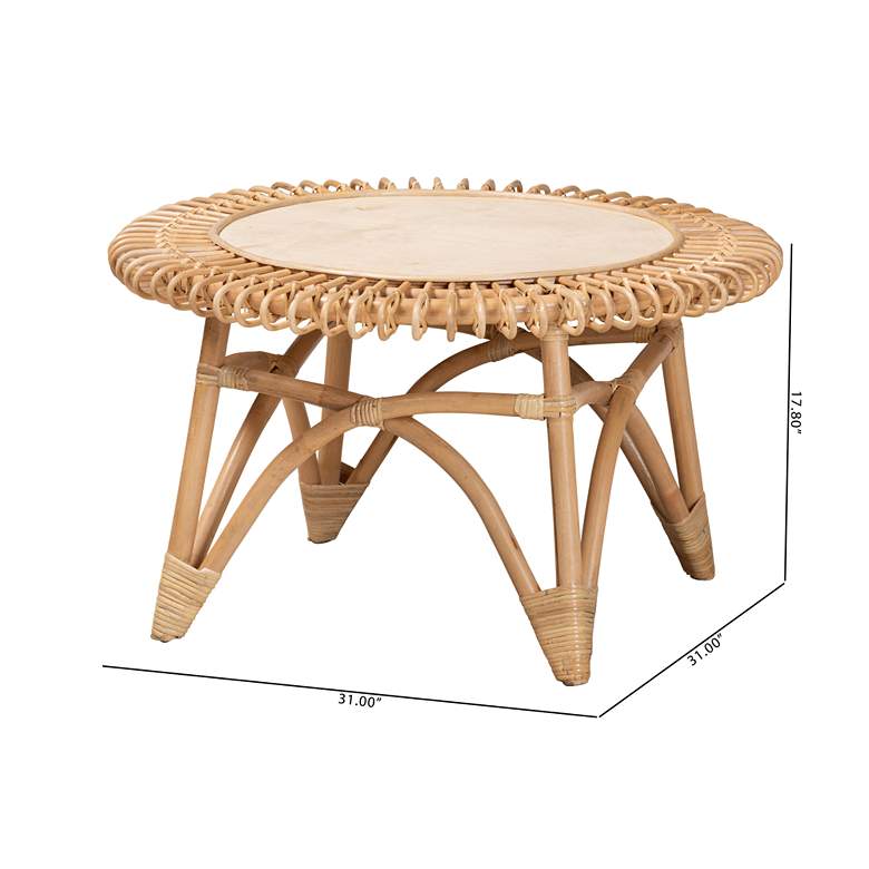 Image 7 Baxton Studio Elani 31"W Natural Brown Rattan Coffee Table more views