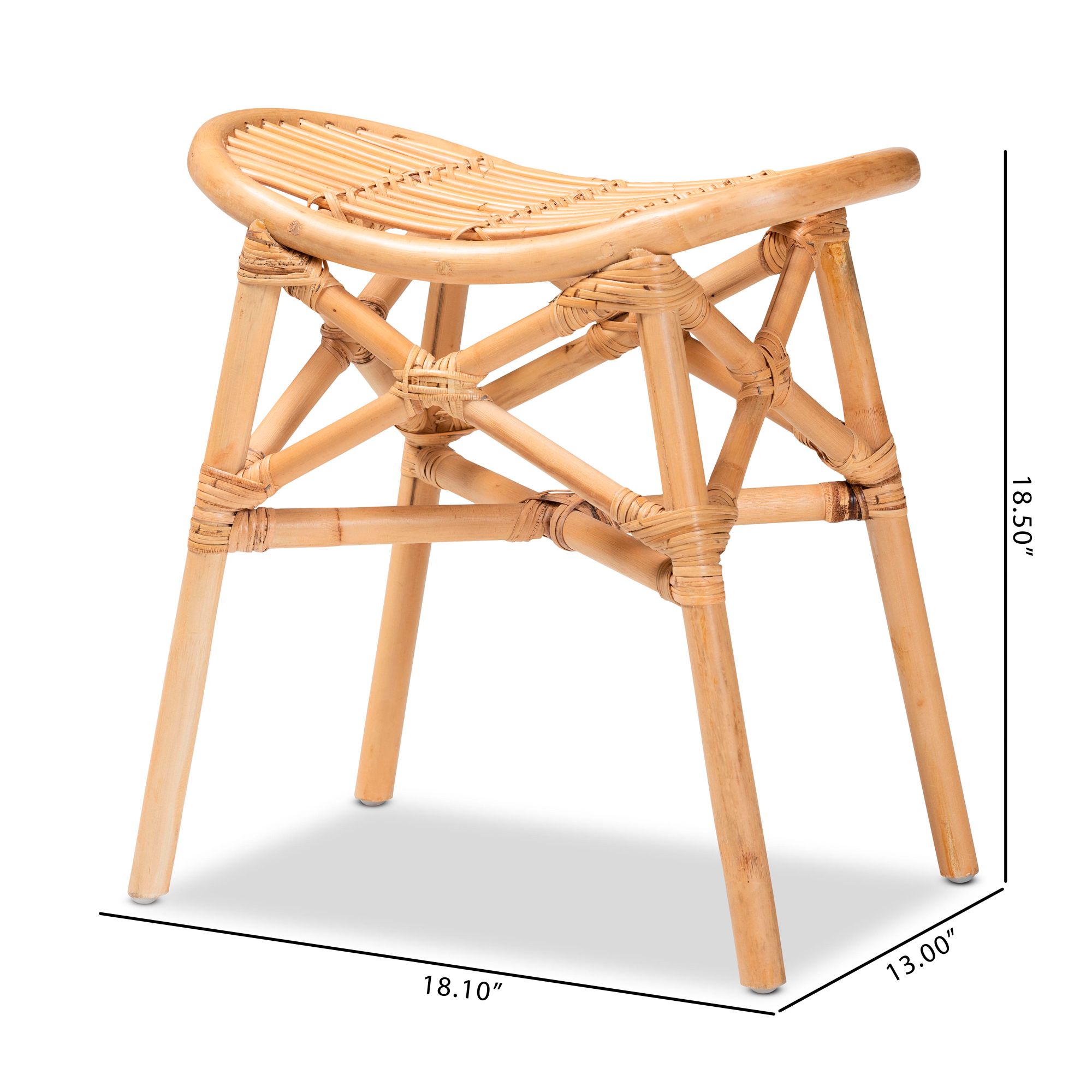 Baxton Studio Elgon Natural Brown Footstool