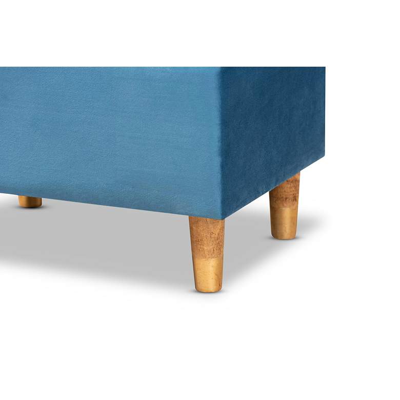 Image 3 Baxton Studio Elias Blue Velvet Tufted Storage Ottoman more views