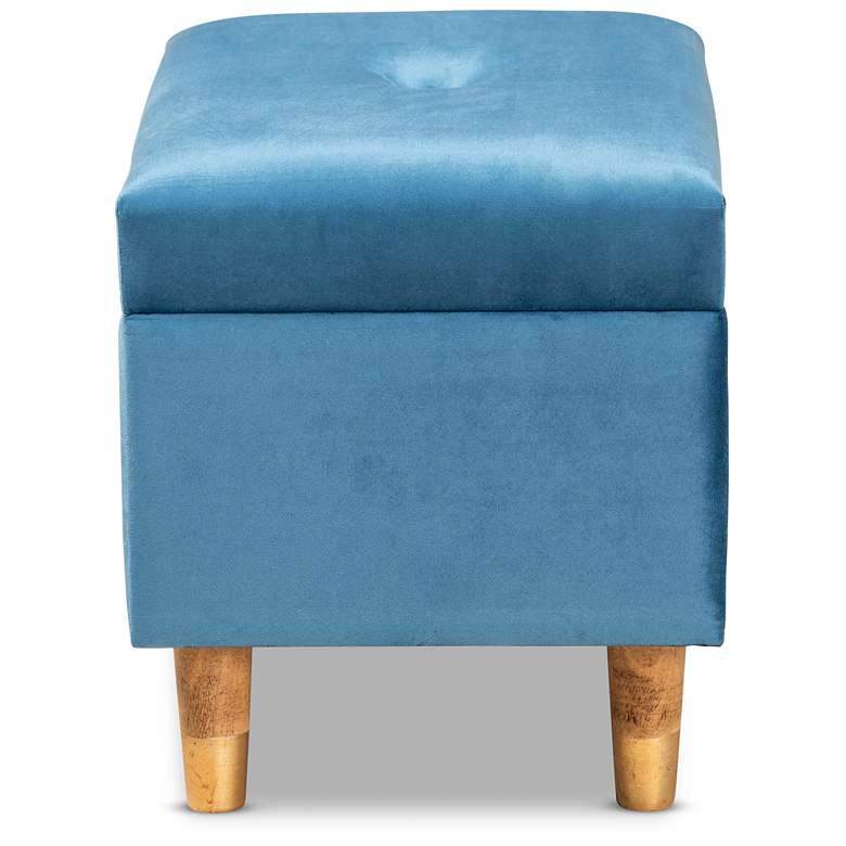 Image 7 Baxton Studio Elias Blue Velvet Tufted Storage Ottoman more views