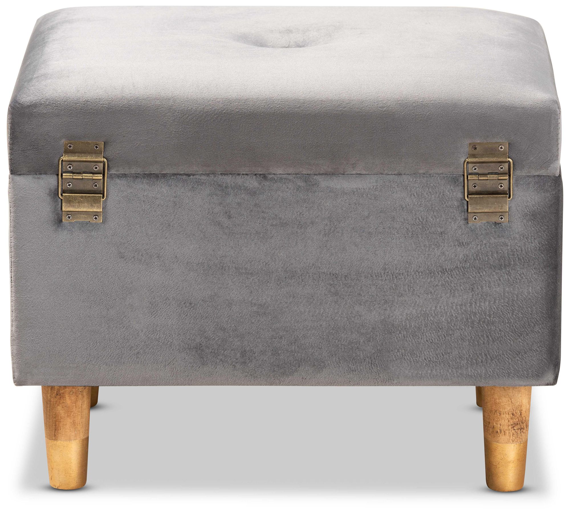 Baxton Studio Elias Gray Velvet Tufted Storage Ottoman