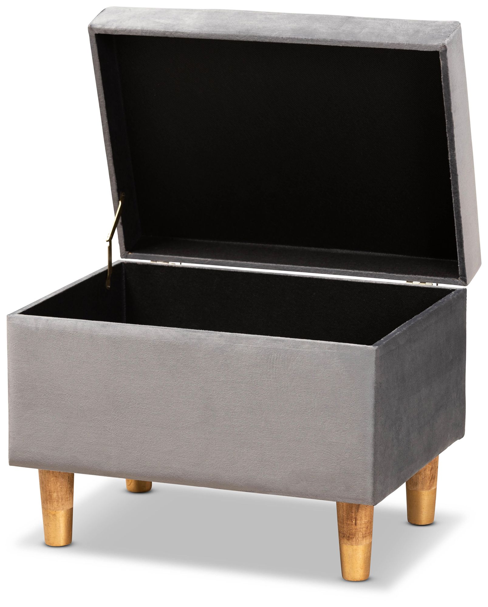 Baxton Studio Elias Gray Velvet Tufted Storage Ottoman