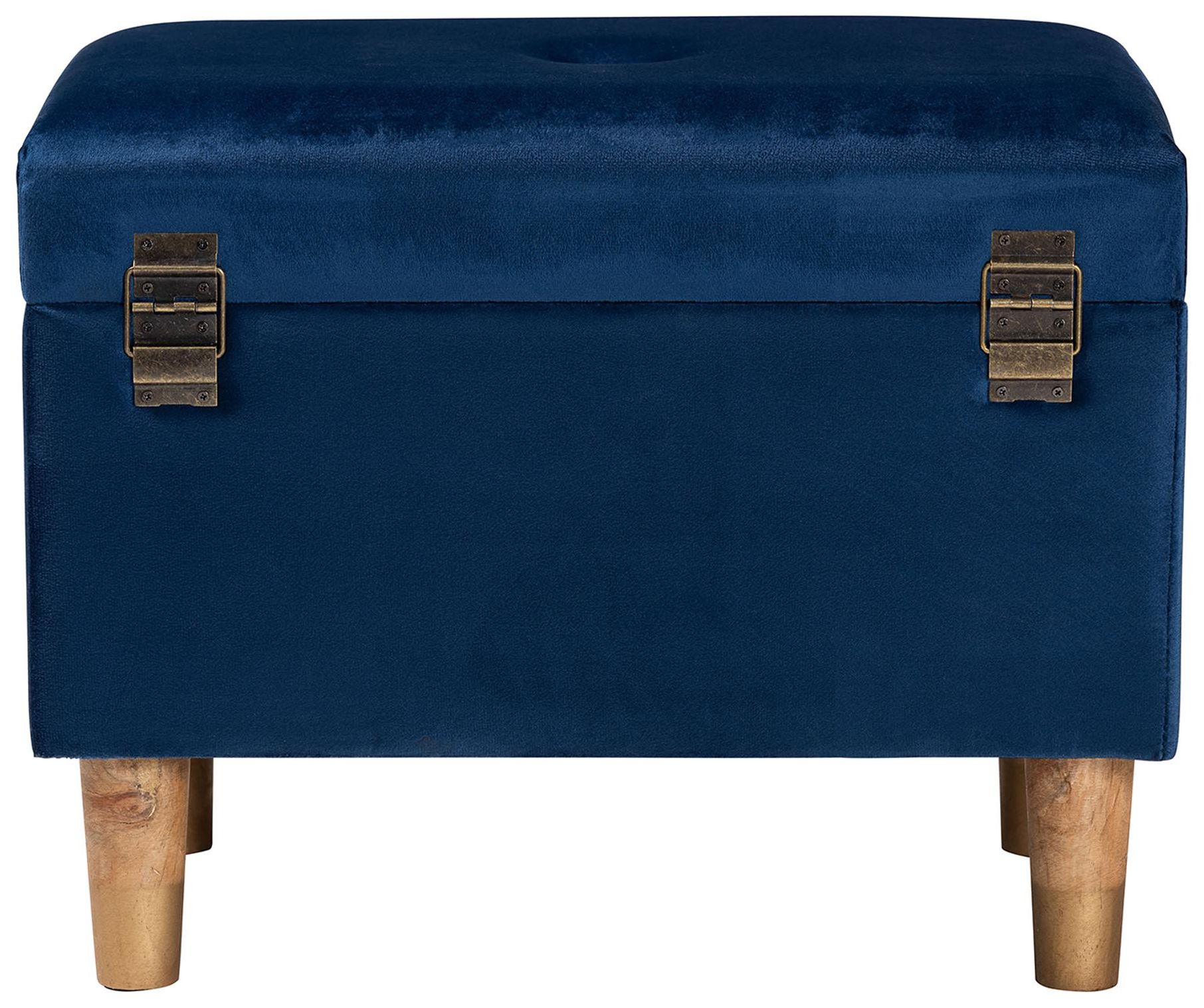 Image 7 Baxton Studio Elias Modern Navy Blue Velvet Fabric Storage Ottoman more views