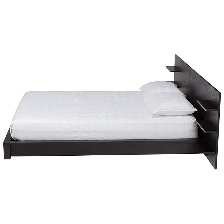 Image 4 Baxton Studio Elina Ebony Black Wood Queen Size Platform Bed with Shelves more views