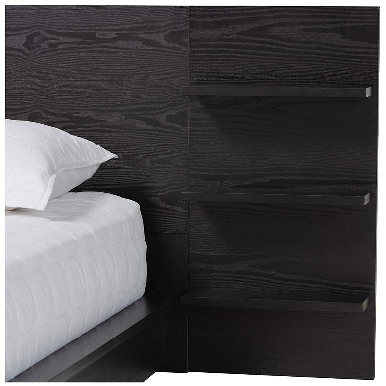 Image 6 Baxton Studio Elina Ebony Black Wood Queen Size Platform Bed with Shelves more views