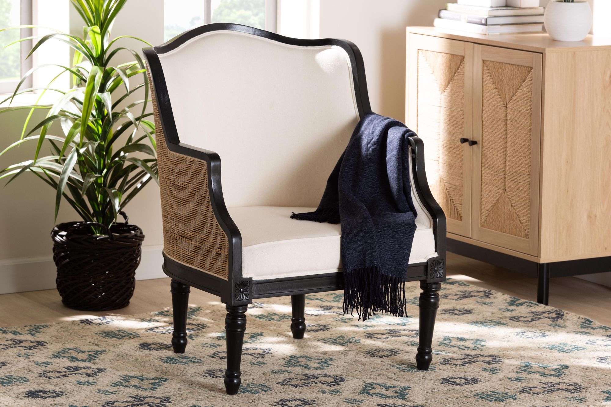 Baxton Studio Elizette Black Wood Accent Chair