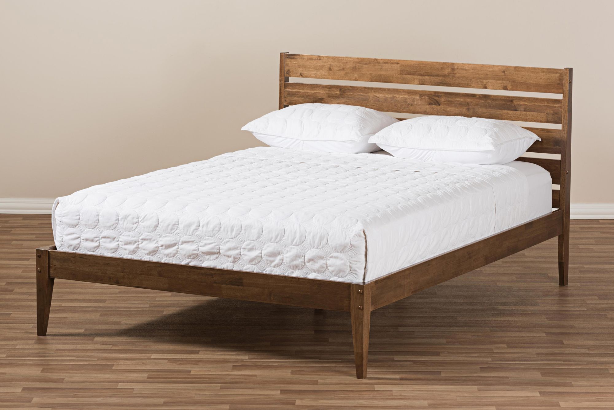 Baxton Studio Elmdon Walnut Wood King Platform Bed