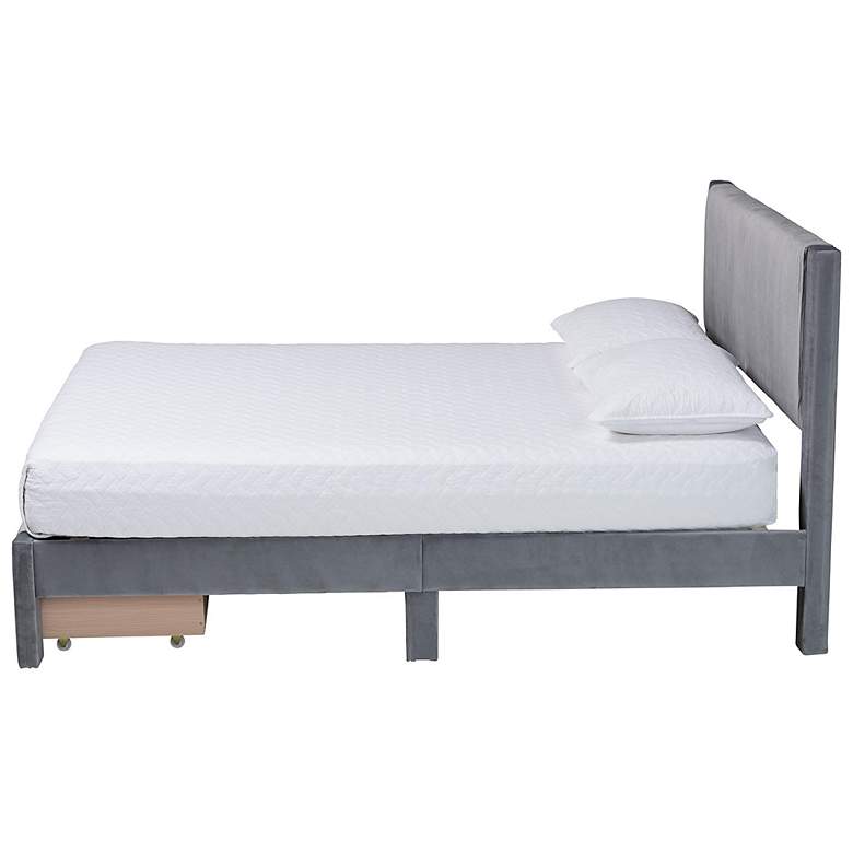 Image 5 Baxton Studio Elora Modern Grey Pleated Velvet Queen Size Storage Bed more views