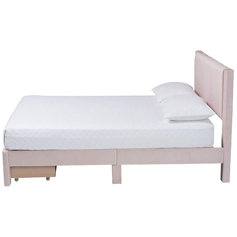 Image 5 Baxton Studio Elora Modern Light Pink Pleated Velvet Queen Size Storage Bed more views