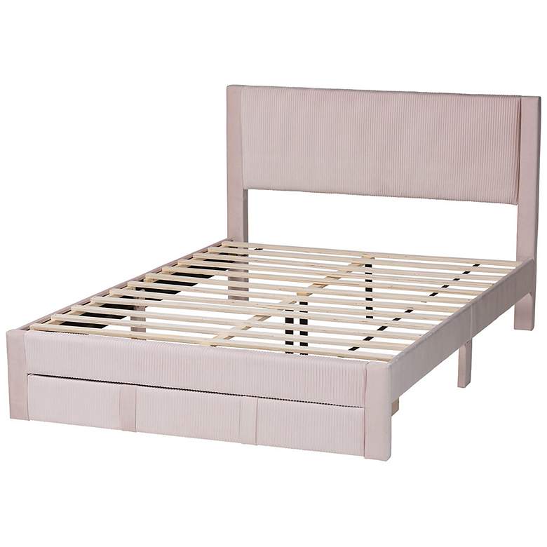 Image 6 Baxton Studio Elora Modern Light Pink Pleated Velvet Queen Size Storage Bed more views