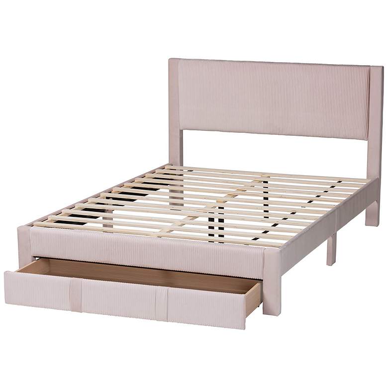 Image 7 Baxton Studio Elora Modern Light Pink Pleated Velvet Queen Size Storage Bed more views