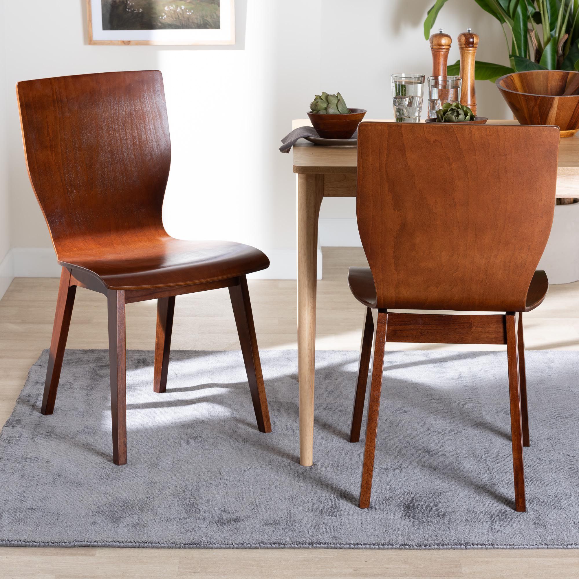 Image Baxton Studio Elsa Scandinavian Style Dark Walnut Bent Wood Dining Chair