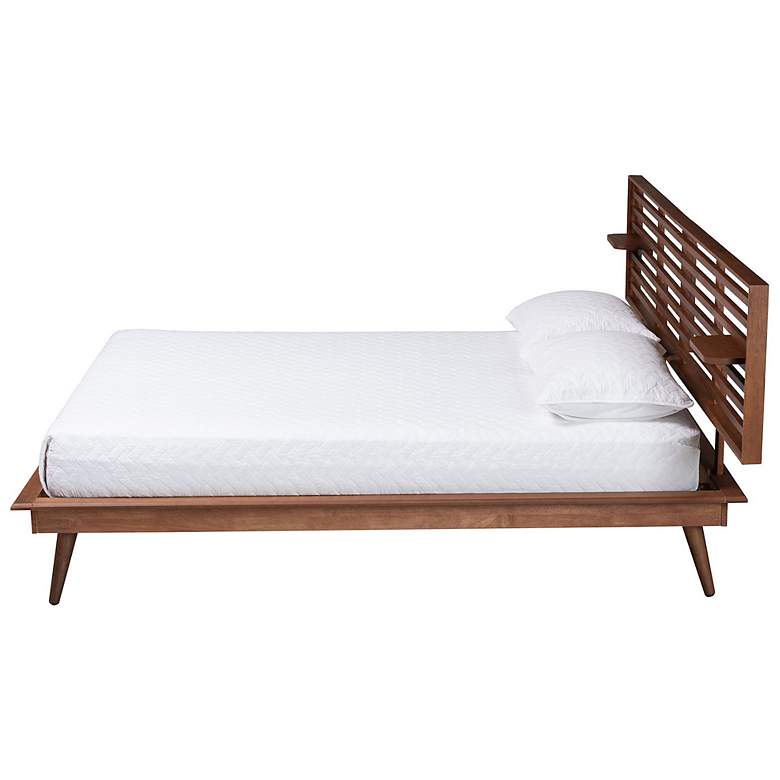 Image 4 Baxton Studio Elvina Ash Walnut Wood King Size Platform Bed with Shelves more views