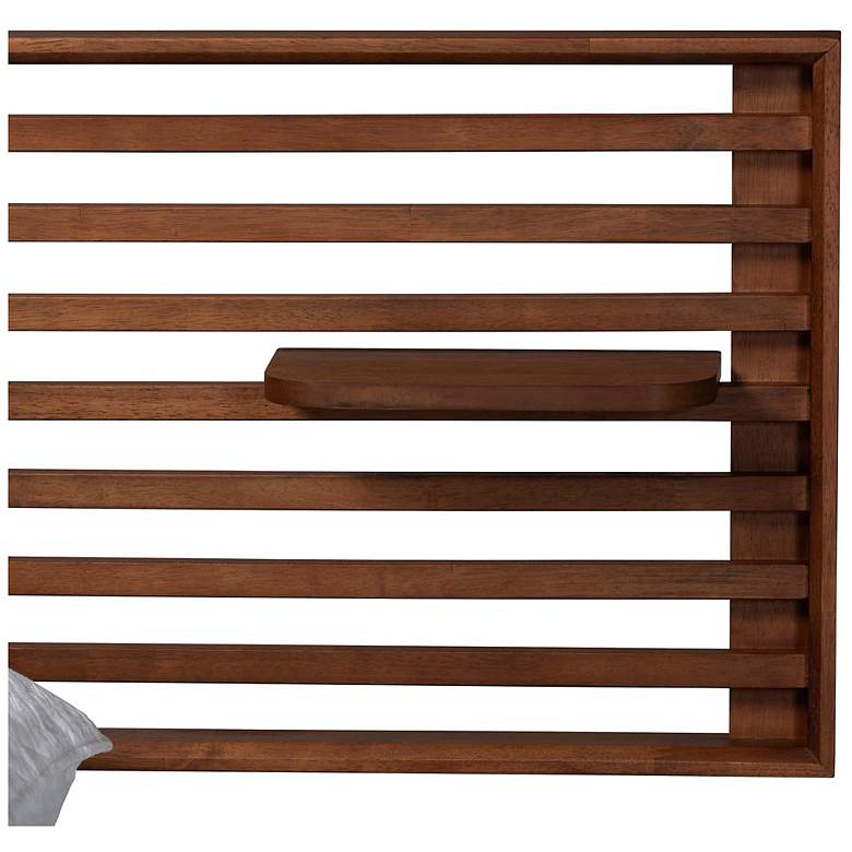 Image 6 Baxton Studio Elvina Ash Walnut Wood King Size Platform Bed with Shelves more views