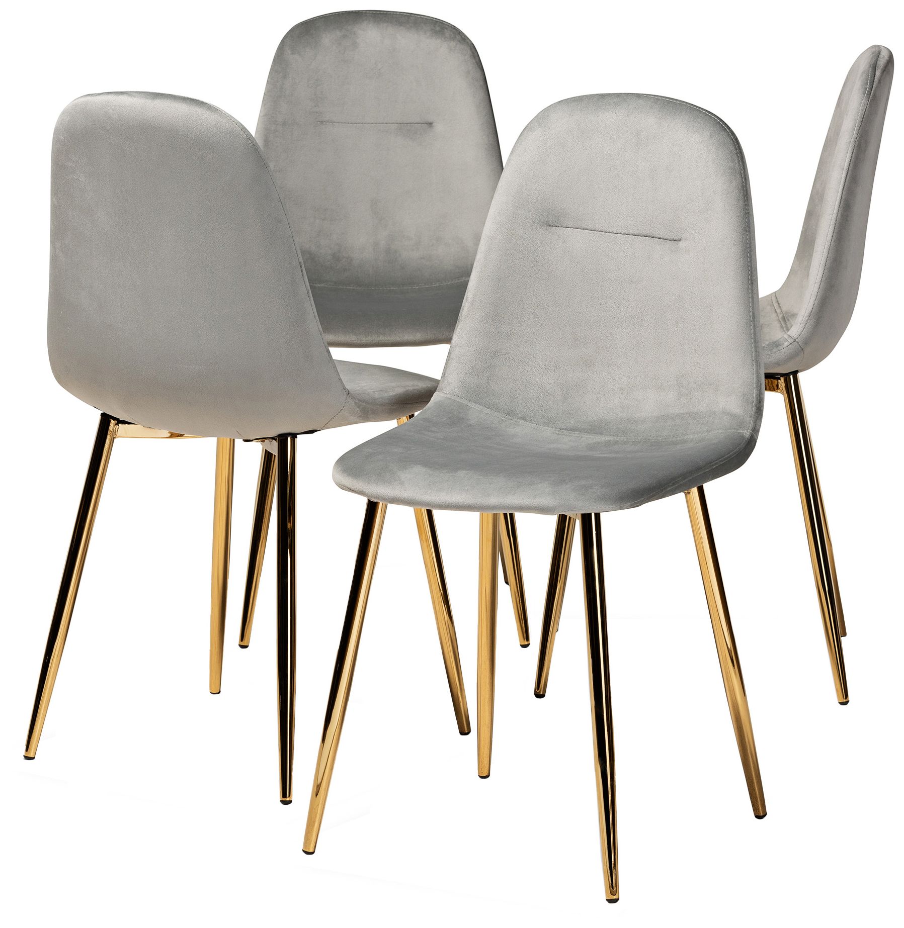 Image 2 Baxton Studio Elyse Grey Velvet Fabric Upholstered 4-Piece Dining Chair Set