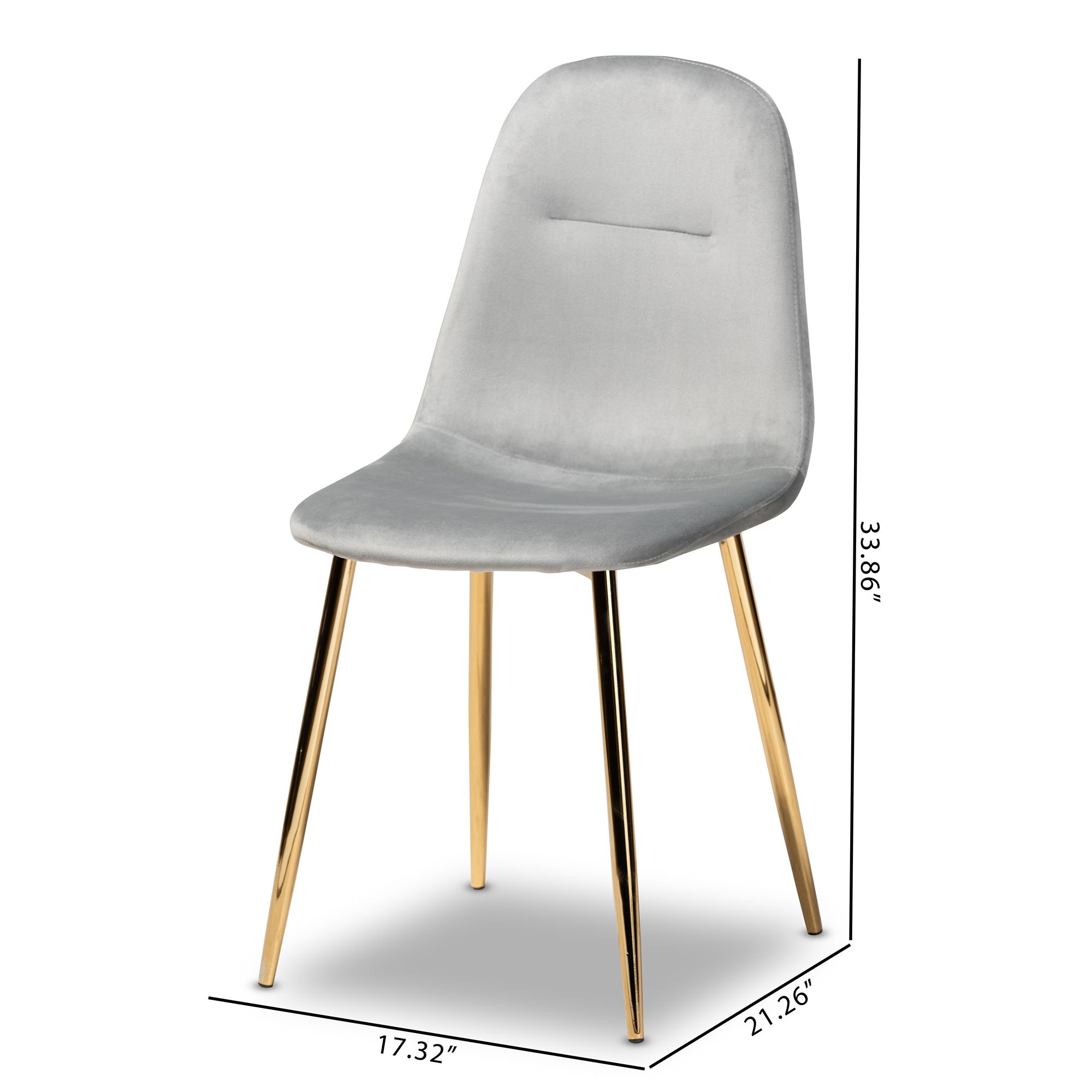 Image 3 Baxton Studio Elyse Grey Velvet Fabric Upholstered 4-Piece Dining Chair Set more views