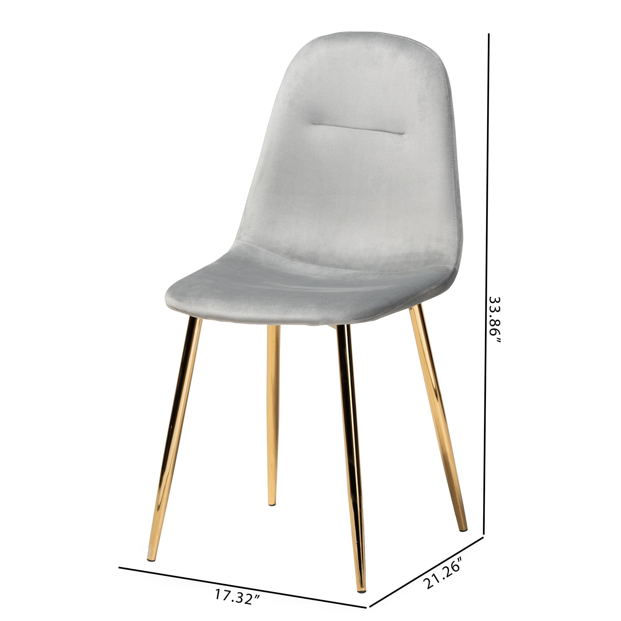 Image 7 Baxton Studio Elyse Grey Velvet Fabric Upholstered 4-Piece Dining Chair Set more views