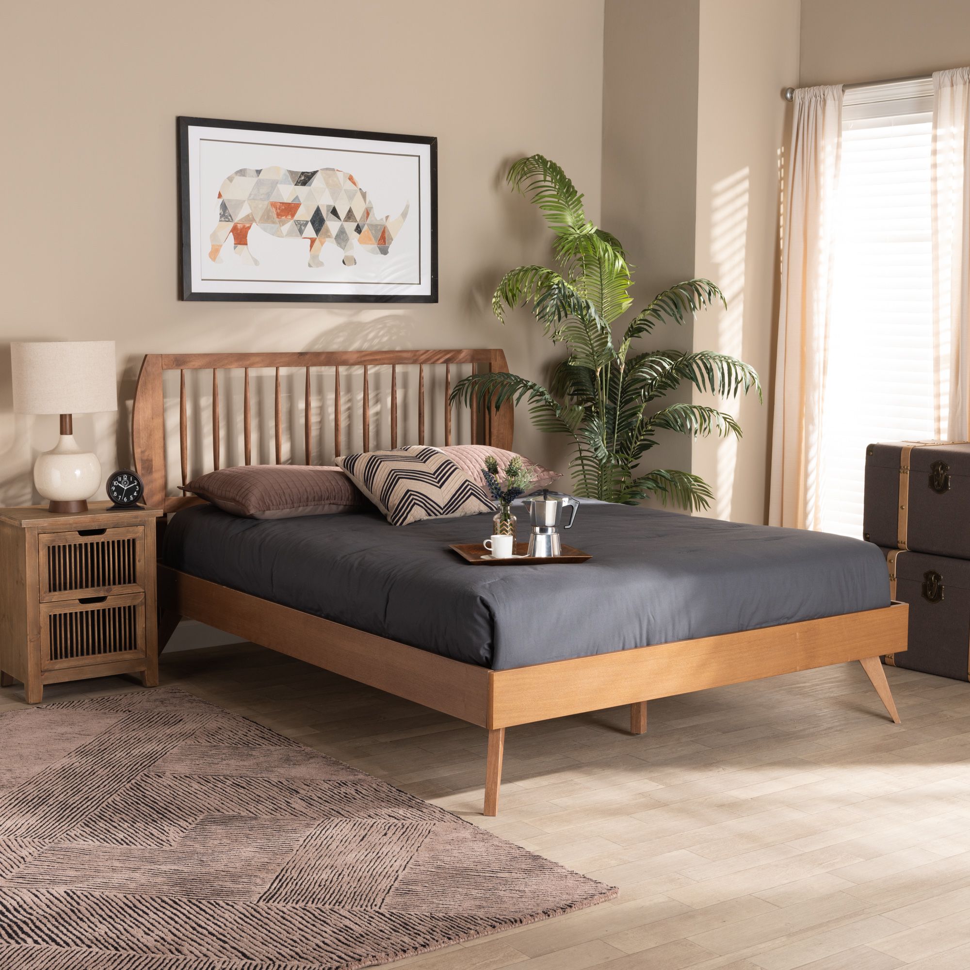 Image Baxton Studio Emiko Walnut Brown Platform Bed