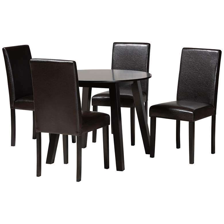 Image 2 Baxton Studio Emine Brown Faux Leather 5-Piece Dining Set