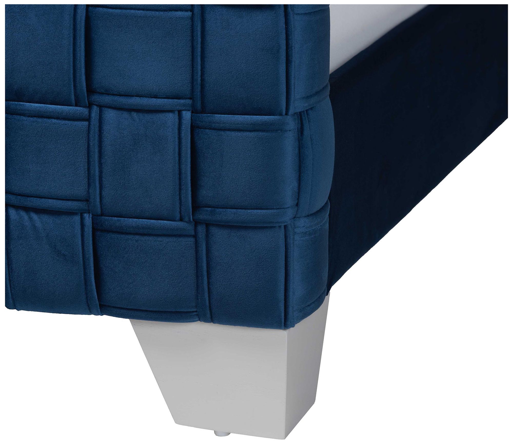 Image 7 Baxton Studio Emlyn Glam Navy Blue Velvet Fabric Queen Size Panel Bed more views