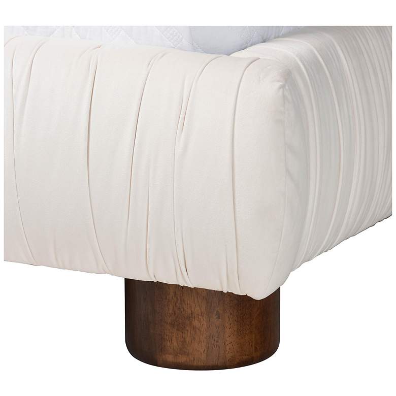 Image 7 Baxton Studio Emsley Luxe Ivory Pleated Velvet Queen Size Platform Bed more views